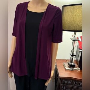 Star Vixen short sleeve top black under w/ purple attached faux jacket. Sz. S